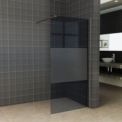 Inloopdouche 90x200cm Antikalk Rook/Mat Glas 8mm Veiligheidsglas Excl. Stabilisatiestang en Profielset