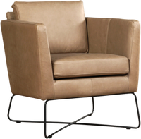 Grijze leren moderne design fauteuil Crossover - Rancho Leer Stone (grijs leer) - thumbnail