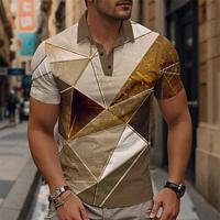 Geometrisch Kleurenblok Vintage Sportkleding Abstract Voor heren POLO Shirt Korte mouw Formeel Werk Straat Lente zomer 3D Afdrukken Strijkijzer Khaki Micro-elastisch Polyester Lightinthebox