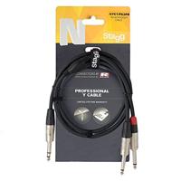 Stagg 19336 1 m Stereo Jack Mannelijk naar Mono Jack Audio Splitter Y-kabel - Zwart