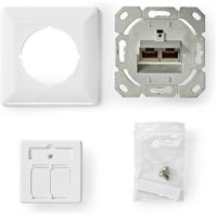 Netwerk Wanddoos | Inbouw | 2 x RJ45 Female | CAT6 | Recht | Goud Verguld | PVC | Wit | Doos - thumbnail