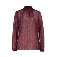 Expresso blouse plissé met all over print donkerroze/aubergine
