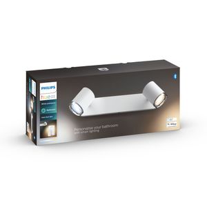 Philips Lighting Hue LED-plafondlamp voor badkamers 871951434087900 Hue White Amb. Adore Spot 2 flg. weiß 2x350lm inkl. Dimmschalter GU10 10 W