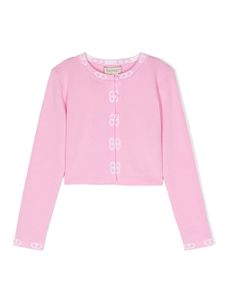 TWINSET Kids cardigan crop à bandes logo - Rose