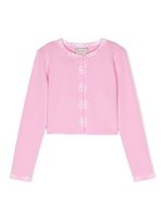 TWINSET Kids cardigan crop à bandes logo - Rose - thumbnail