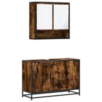 vidaXL 2-delige Badkamermeubelset bewerkt hout gerookt eikenkleurig, badkamerkast, toiletopbergkast, badkamerkast, badkameropbergkast, badkast