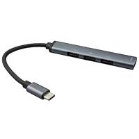 USB-C Hub 3.0 - 4 x - Aluminium - 1 USB-C 3.0 Socket - 3 USB-A 2.0-poorten - compatibel met MacBook Pro/Air, Laptop en andere Type-C apparaten - achterwaarts compatibel - Space Grey - Slim - 0,12