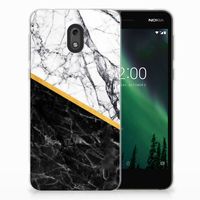 Nokia 2 TPU Siliconen Hoesje Marmer Wit Zwart - Origineel Cadeau Man