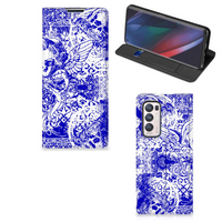 Mobiel BookCase OPPO Find X3 Neo Angel Skull Blauw - thumbnail