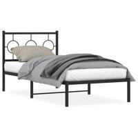 Bedframe met hoofdbord metaal zwart 90x190 cm