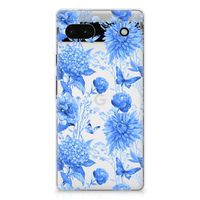 TPU Case voor Google Pixel 6A Flowers Blue - thumbnail