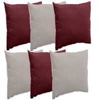 Bank/sier/tuin kussens voor binnen/buiten set 6x stuks bordeaux rood/taupe 40 x 40 cm