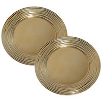 Set van 2x stuks kerstdiner onderborden rond goud glimmend 33 cm - thumbnail