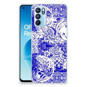 Silicone Back Case OPPO Reno 6 5G Angel Skull Blauw