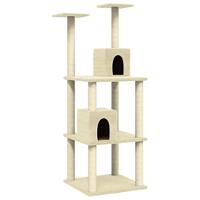 Kattenmeubel met sisal krabpalen 141 cm crèmekleurig
