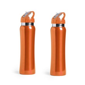 Set van 2x stuks luxe Drinkfles/waterfles 800 ml oranje van RVS