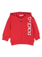 Dolce & Gabbana Kids hoodie zippé à logo imprimé - Rouge - thumbnail