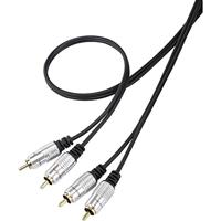 SpeaKa Professional SP-7870148 Cinch Audio Aansluitkabel [2x Cinch-stekker - 2x Cinch-stekker] 1.50 m Zwart SuperSoft-m