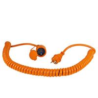 as - Schwabe 70415 Spiraalkabel met Aarding Contact Plug & Koppeling, Uitschuifbaar Van 1 Tot 5 M, IP44, 230 V/16 A, Oranje