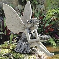 Fairy standbeeld, fairy engel ambachten, hars tuin sculptuur vlindervleugels bloem elf outdoor decoratie, voor home decor patio gazon Lightinthebox