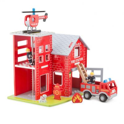 New Classic Toys brandweerkazerne junior 41 cm hout rood 7 delig New Classic Toys brandweerkazerne junior 41 cm hout rood 7 delig