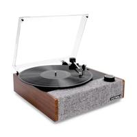 Victrola Eastwood II platenspeler, walnootafwerking draaitafel met luidsprekers, Bluetooth 5.1 en Vinyl Stream-technologie, vintage stijl 3-speed vinylspeler, Audio Technica AT-3600LA Cartridge