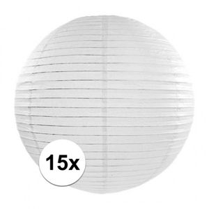 15x Luxe witte bol lampionnen van 35 cm