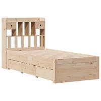 vidaXL Bed met boekenkast zonder matras massief grenenhout 75x190 cm, bed, slaapkamermeubel, bed met opbergruimte, eenpersoonsbed, houten bed