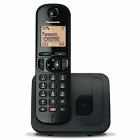 Panasonic KX-TGC250SPB Digitale draadloze telefoon, basiseenheid en 1 hoofdtelefoon, beller-identificatie en blokkering, luidspreker, eco-modus, wekker, LCD-display, zwart