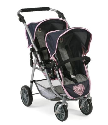 Tweeling poppenwagen Vario - Melange Navy Grijs Tweeling poppenwagen Vario - Melange Navy Grijs