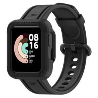 By Qubix - Siliconen sportband met case - Zwart - Xiaomi Redmi Watch 2 (Lite)