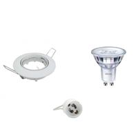 LED Spot Set - Aigi - GU10 Fitting - Inbouw Rond - Glans Wit - Kantelbaar Ø82mm - Philips - SceneSwitch 827 36D - 1.5W - 5W - Warm Wit 2200K-2700K - Dimbaar