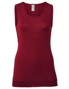 Dames Longtop Zijde Wol Engel Natur, Kleur Bordeauxrood, Maat 42/44 - Large