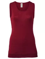 Dames Longtop Zijde Wol Engel Natur, Kleur Bordeauxrood, Maat 38/40 - Medium