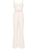 Elisabetta Franchi Jumpsuit van crêpe met ceintuur - Beige