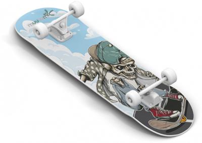 Muuwmi skateboard Skull 20 x 79 cm hout blauw/zwart Muuwmi skateboard Skull 20 x 79 cm hout blauw/zwart