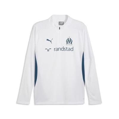 PUMA Olympique de Marseille trainingstop met kwartrits voor heren M White Ocean Tropic Blue