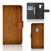 HTC U11 Plus Book Style Case Donker Hout