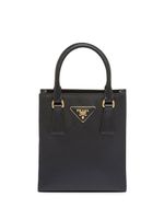 Prada sac à main en cuir Saffiano à logo - Noir