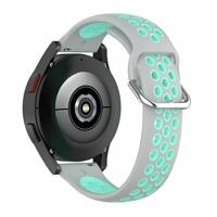 By Qubix - Compatible met Garmin Forerunner 255 - Siliconen sportbandje met gesp - Grijs + turquoise - Compatible Garmin bandje