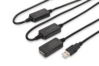DIGITUS Actieve USB 2.0 verlengkabel - Repeater kabel - USB A male naar USB A female - 25 m - 480 Mbit/s - Plug & Play - Voeding via USB - Zwart