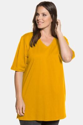 Ulla Popken T-shirt, relaxed, V-hals, zijsplitten - Grote Maten Ulla Popken T-shirt, relaxed, V-hals, zijsplitten - Grote Maten