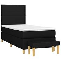 vidaXL Boxspring met matras stof zwart 90x190 cm, pocketveringbed, slaapmeubel, boxspring bed, bed, boxspringbed, eenpersoonsbed, bed met matras