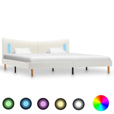 vidaXL Bedframe met LED kunstleer wit 180x200 cm vidaXL Bedframe met LED kunstleer wit 180x200 cm