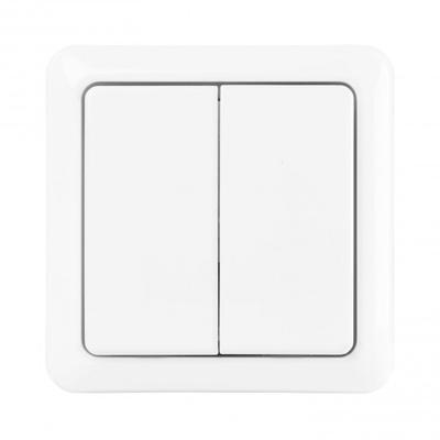 KlikAanKlikUit AWST8802 Draadoze dubbele wandschakelaar Schakelaar Wit KlikAanKlikUit AWST8802 Draadoze dubbele wandschakelaar Schakelaar Wit