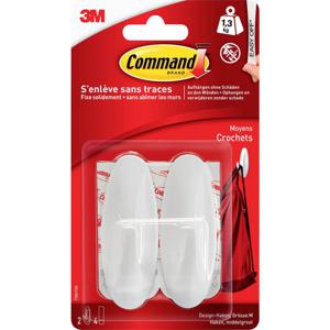 3M Command-medium Designer-haak (l x b x h) 79 x 29 x 29 mm Wit Inhoud: 2 stuk(s)