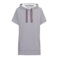 Oversized shirt van bio-katoen met capuchon en tunnelkoordje, grijs-gemêleerd 40/42