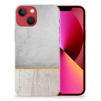 Apple iPhone 13 Bumper Hoesje Wood Concrete - thumbnail