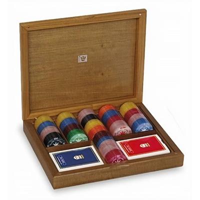 Dal Negro Pokerset Met Chiphouder 27 X 21 X 5,5 Cm Hout Bruin