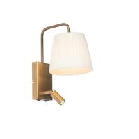 QAZQA - Moderne wandlamp wit en brons met leeslamp - Renier | Woonkamer | Slaapkamer - Kunststof Rond - E14 LED inbegrepen - Max. 1 x 2 Watt
